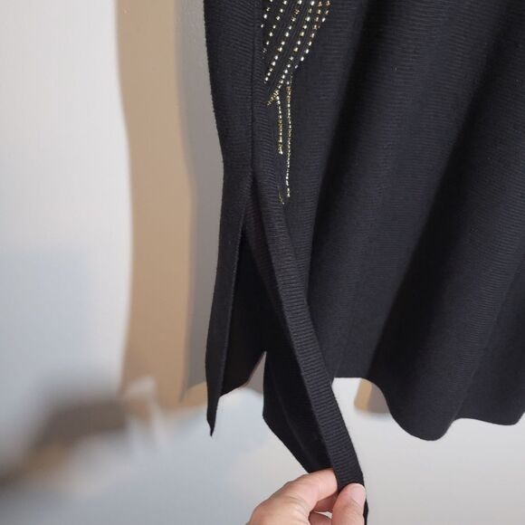 Chicos Black Gold Beaded Cashmere Blend Sweater S/M - Picture 8 of 13